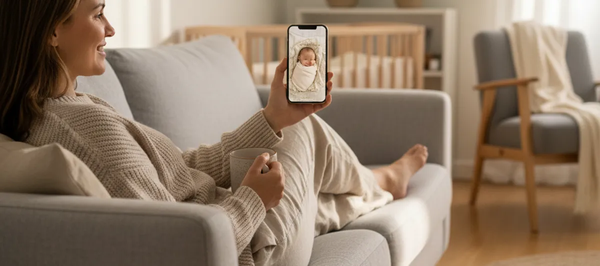 Äiti seuraa itkuhälytintä puhelimesta — turvallinen arki