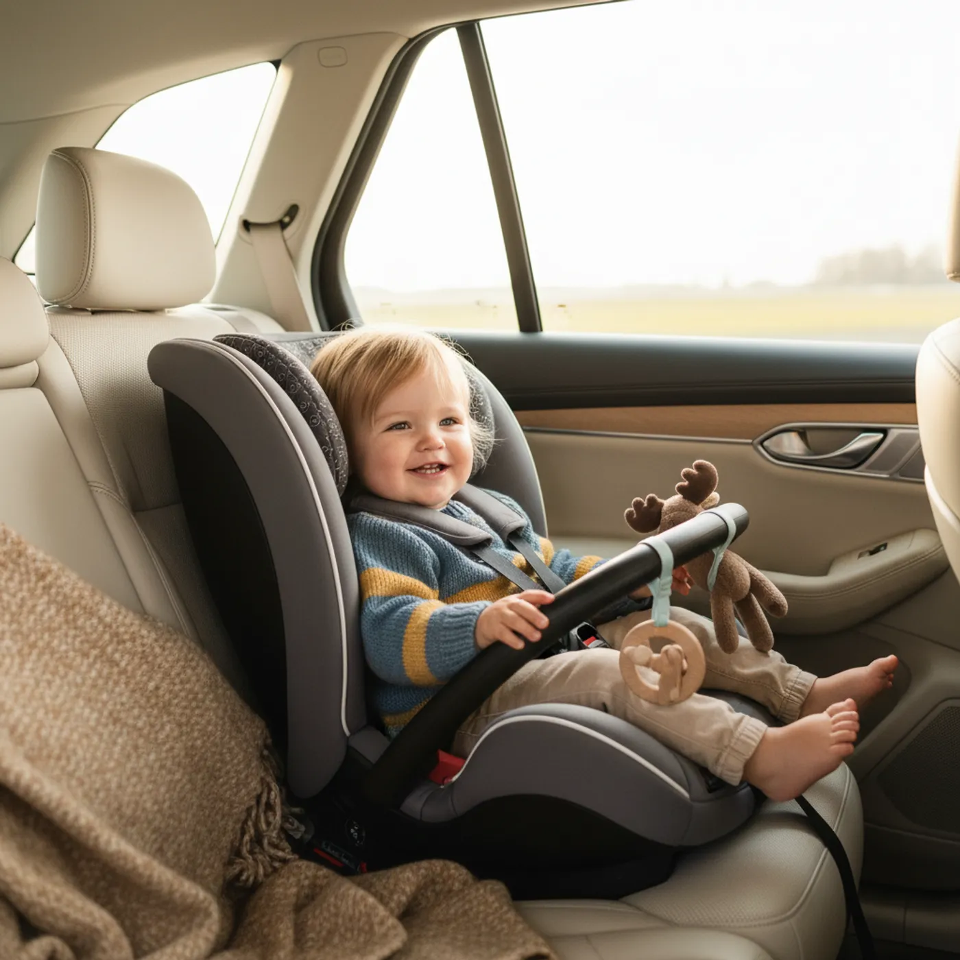 Vauva turvaistuimessa autossa — luotettava ja turvallinen lapsiperhe