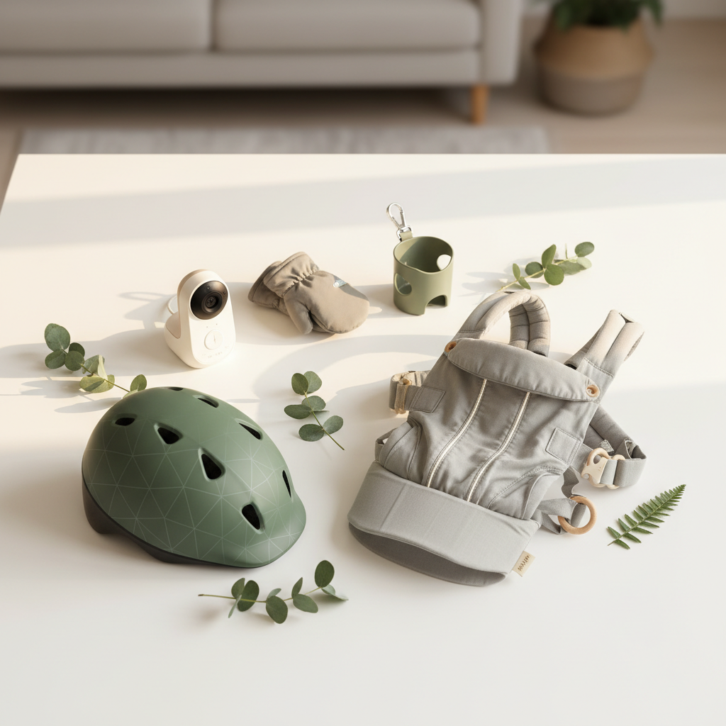 Laadukkaita lastentarvikkeita aseteltuna — asiantunteva tuotetestaus